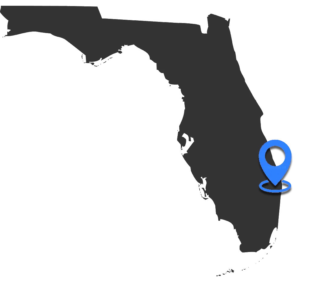Map of Florida marking Planet Motors in West Palm Beach